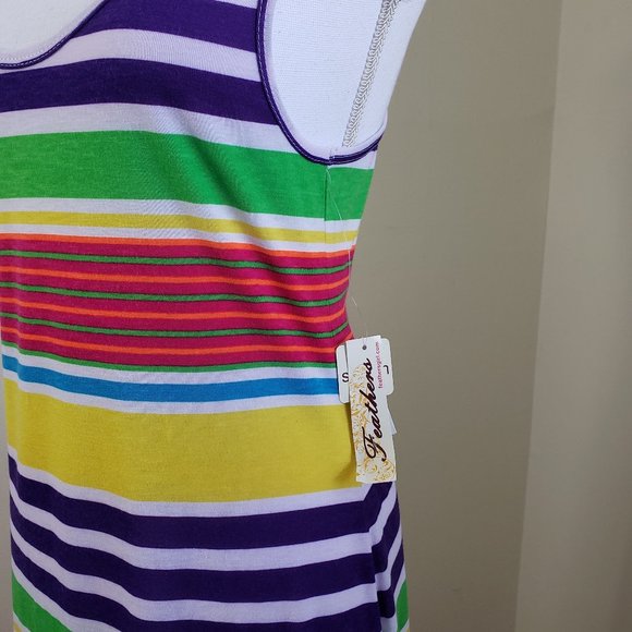 Feathers Colorful Racer Back Long Slug Dress Size Large - Picture 3 of 12